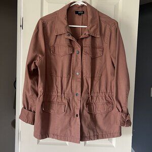 ANA Utility Jacket XL 100% Cotton Rust Brown Cargo Pockets Lightweight Coat
